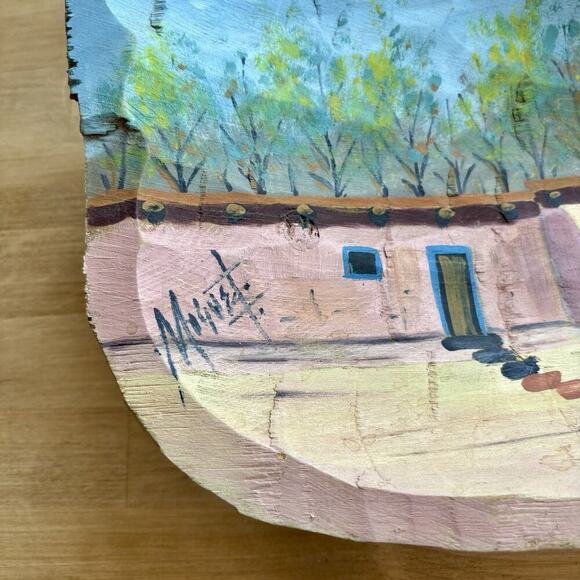 MEXICAN FOLK ART Hand Carved Decorative WOOD DISPLAY BOWL SIGNED PAINTED PUEBLO - Picture 13 of 16